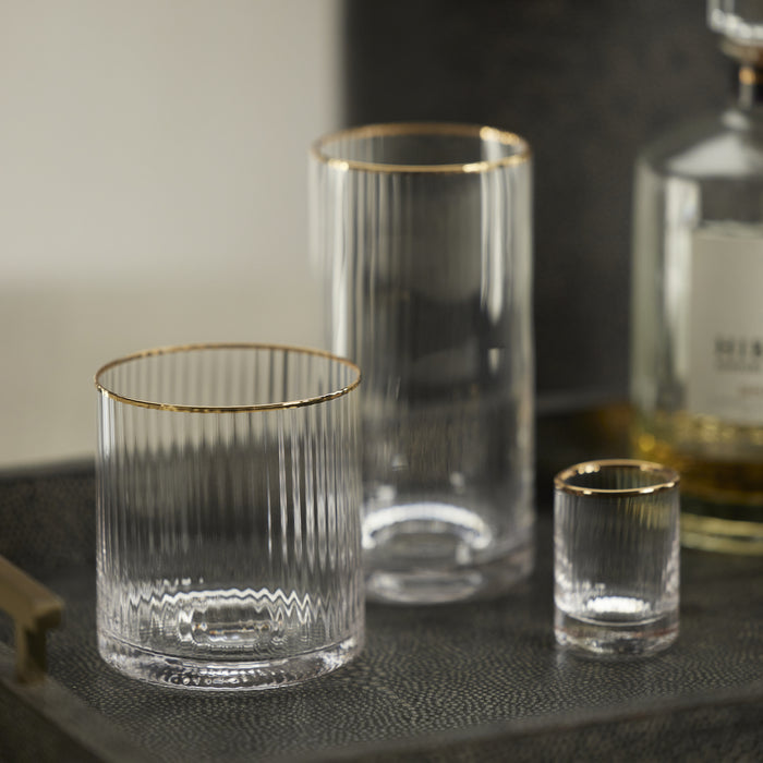 Zodax Optic Rock Glasses with Gold Rim, Set of 6