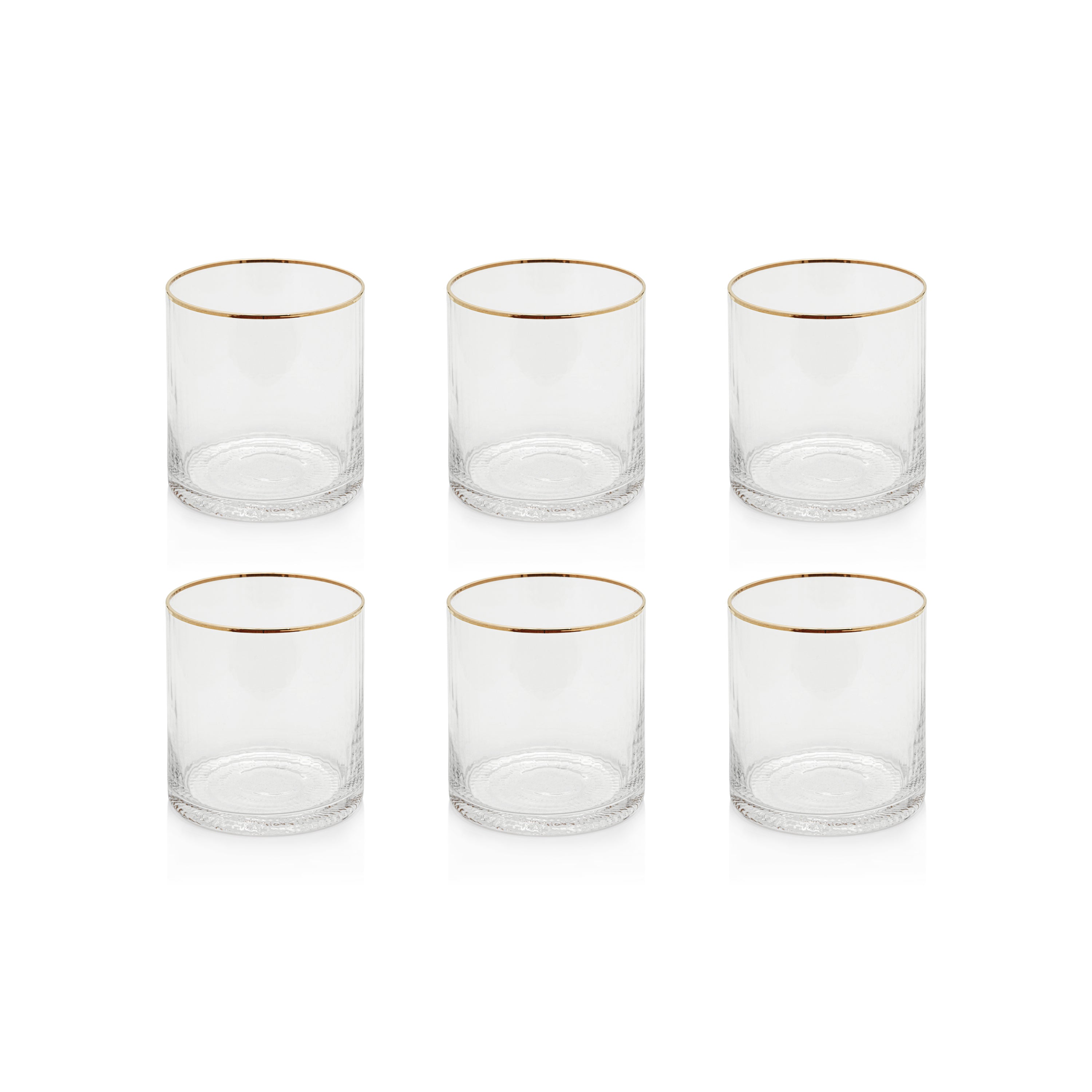 Zodax Optic Rock Glasses with Gold Rim, Set of 6 – Design Shop By Shell