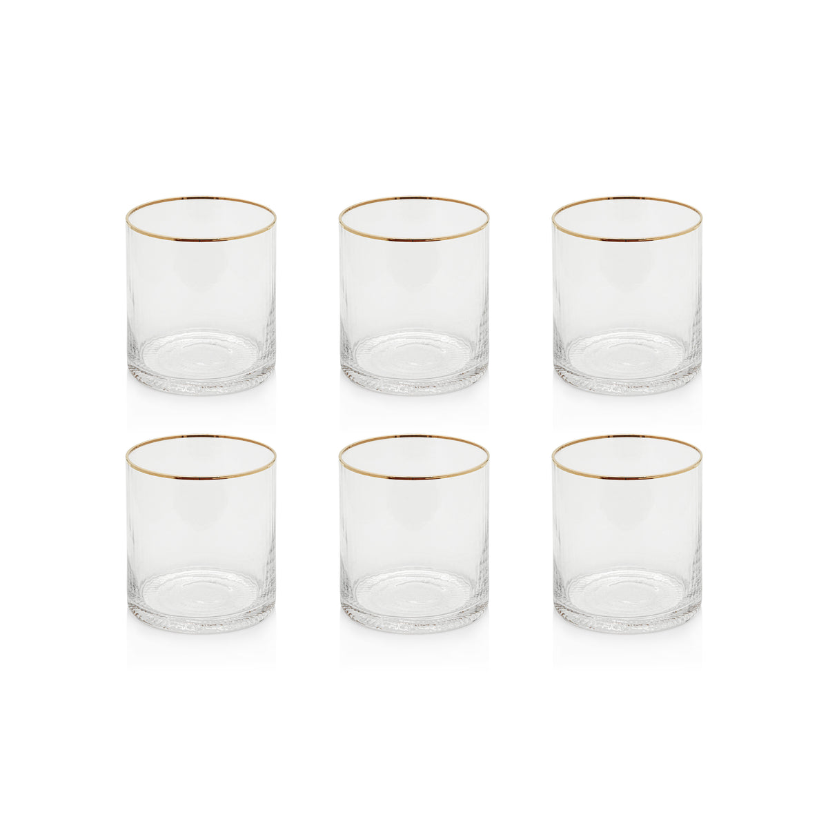 Zodax Optic Rock Glasses with Gold Rim, Set of 6