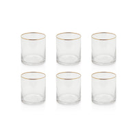 Zodax Optic Rock Glasses with Gold Rim, Set of 6