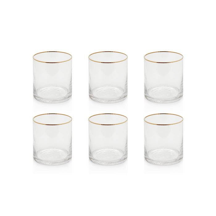 Zodax Optic Rock Glasses with Gold Rim, Set of 6