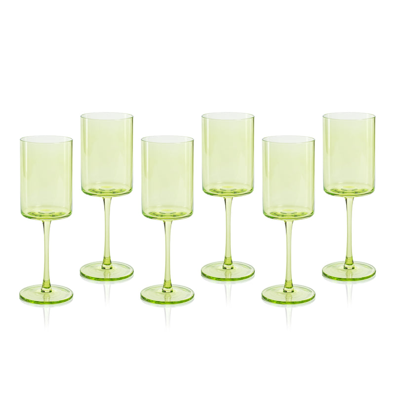 Zodax Foligno Wine Glasses, Light Green, Set of 6