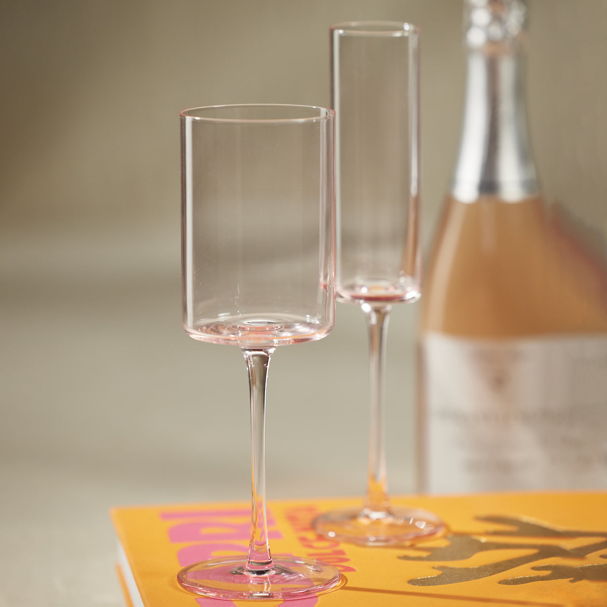 Zodax Foligno Wine Glasses, Light Pink, Set of 6