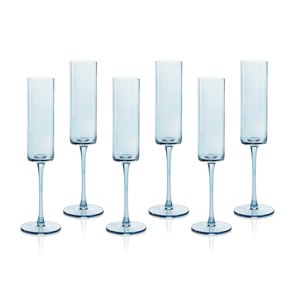Zodax Foligno Champagne Flutes, Light Blue, Set of 6