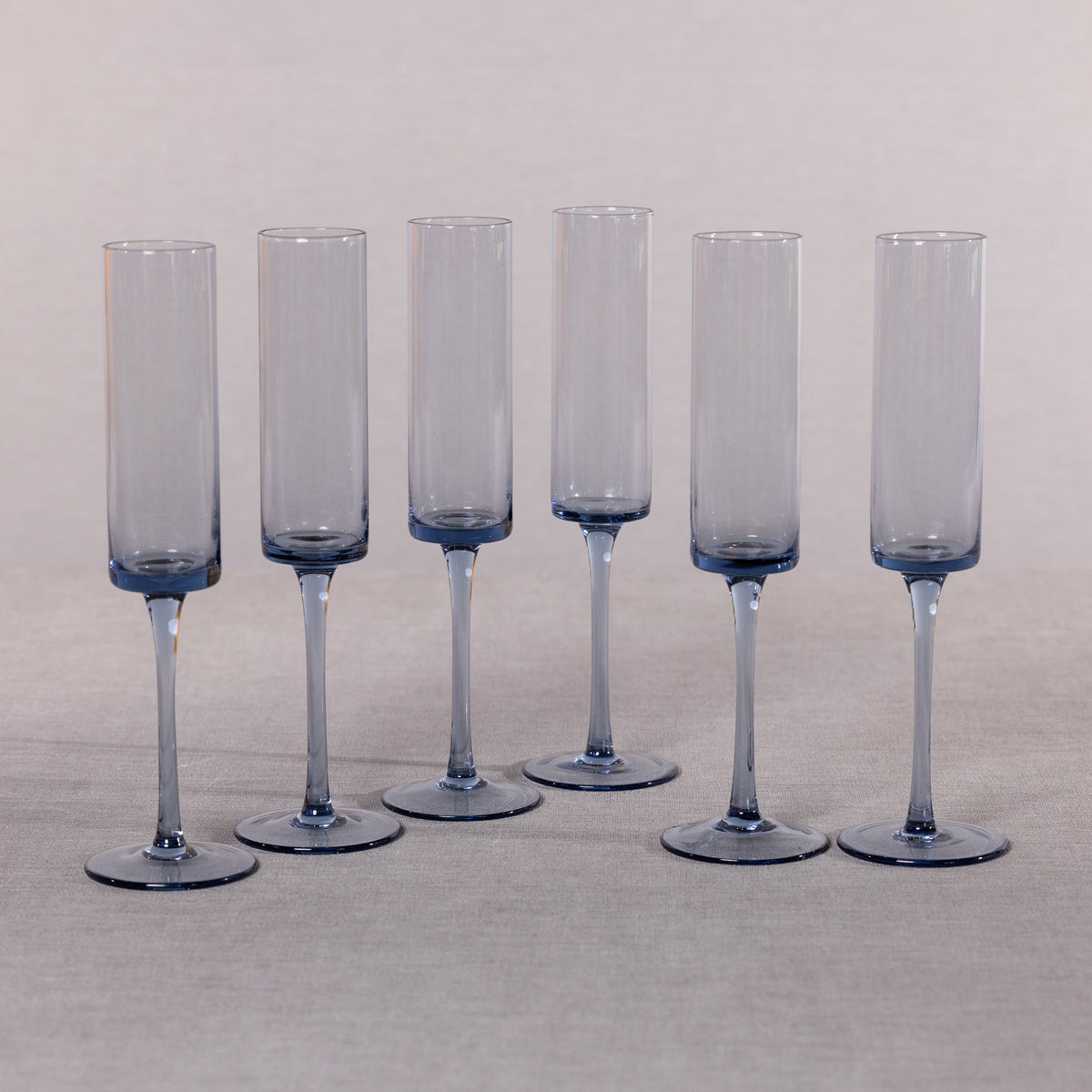 Zodax Foligno Champagne Flutes, Light Blue, Set of 6