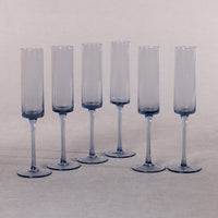 Zodax Foligno Champagne Flutes, Light Blue, Set of 6