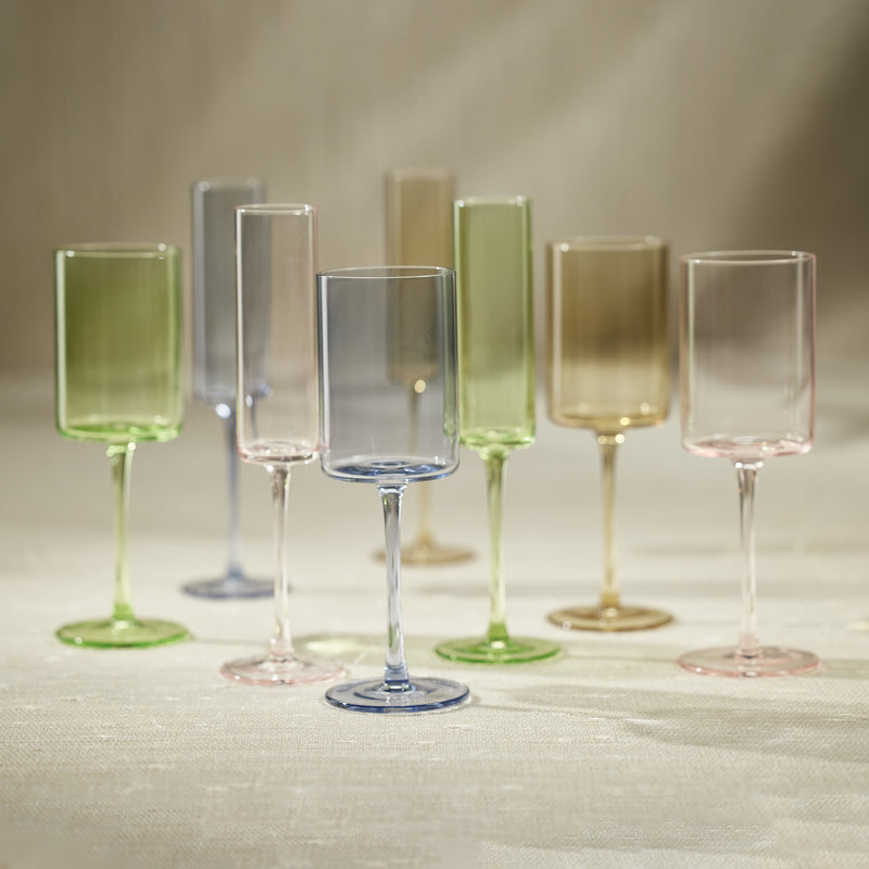 Zodax Foligno Champagne Flutes, Light Green, Set of 6