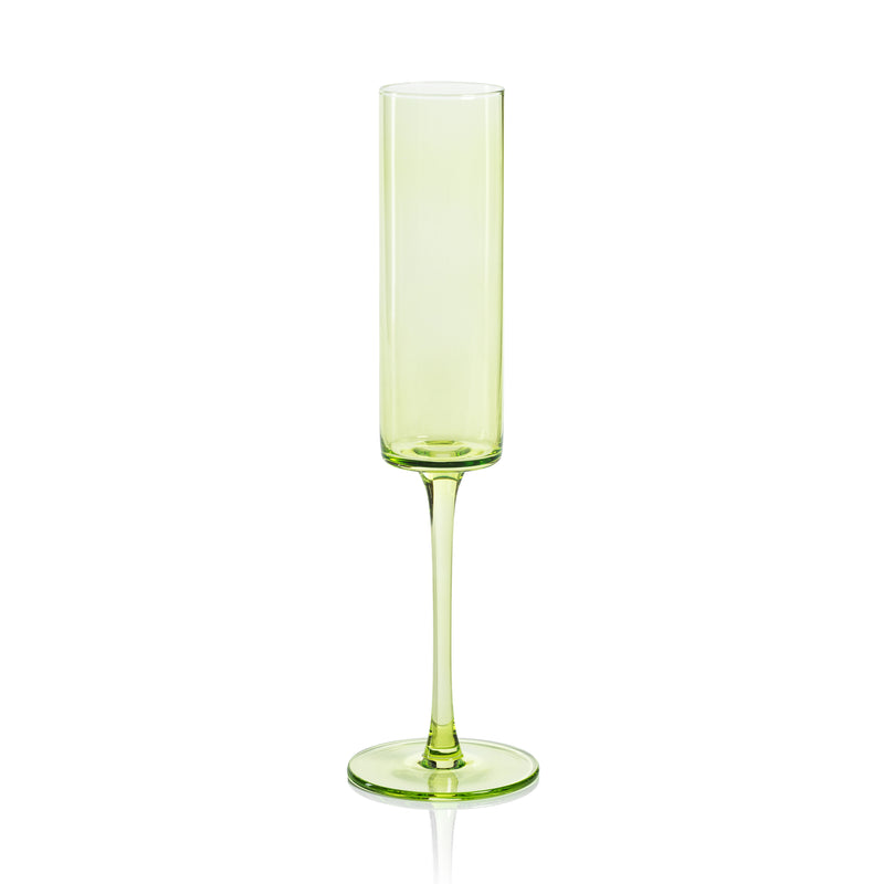 Zodax Foligno Champagne Flutes, Light Green, Set of 6