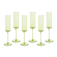 Zodax Foligno Champagne Flutes, Light Green, Set of 6