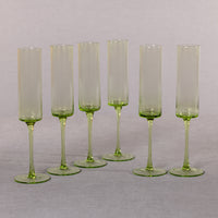 Zodax Foligno Champagne Flutes, Light Green, Set of 6