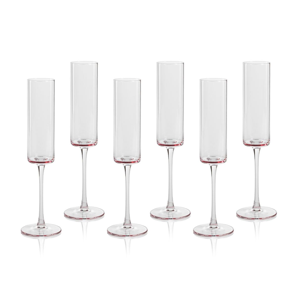 Zodax Foligno Champagne Flutes, Light Pink, Set of 6