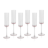 Zodax Foligno Champagne Flutes, Light Pink, Set of 6