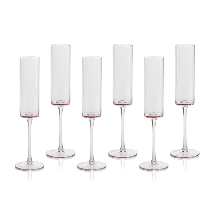 Zodax Foligno Champagne Flutes, Light Pink, Set of 6