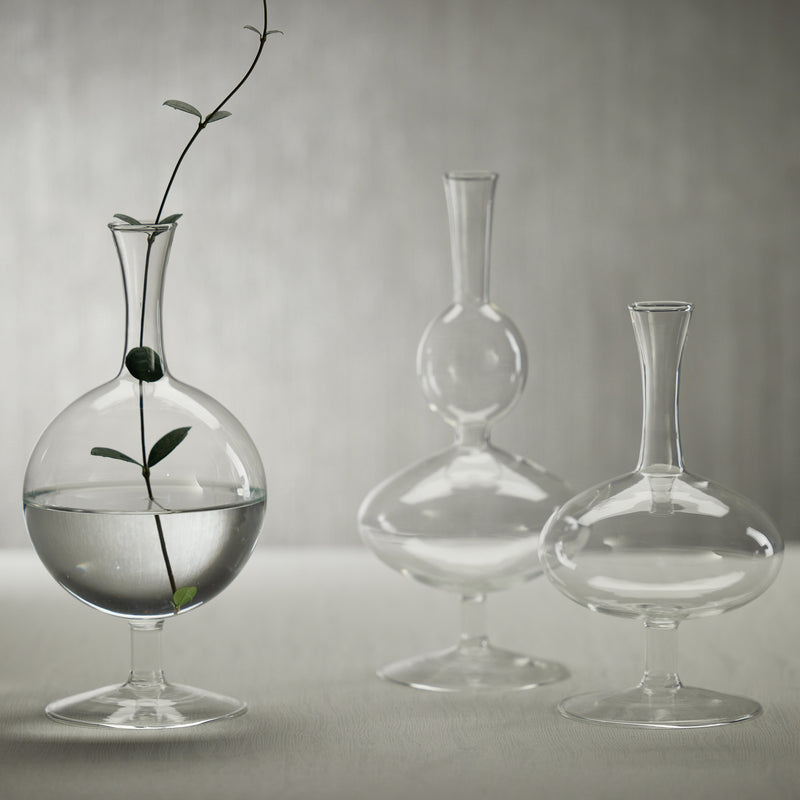 Zodax Lillee Glass Footed Vases, Double-5" x 11.25", Set of 2