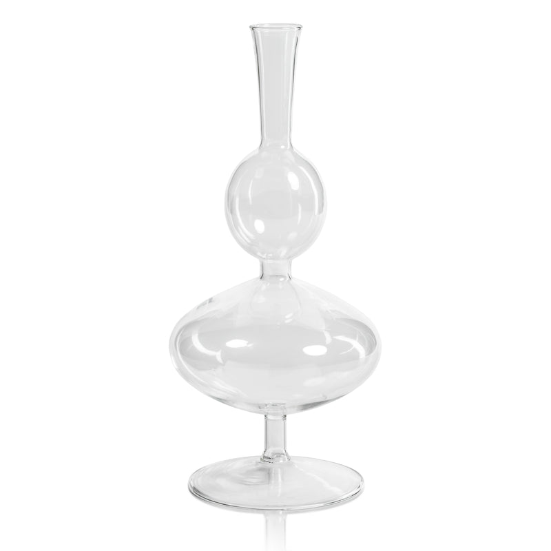 Zodax Lillee Glass Footed Vases, Double-5" x 11.25", Set of 2