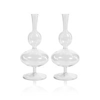 Zodax Lillee Glass Footed Vases, Double-5" x 11.25", Set of 2