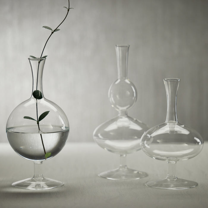 Zodax Lillee Glass Footed Vases, Round- 3" x 7.25", Set of 2
