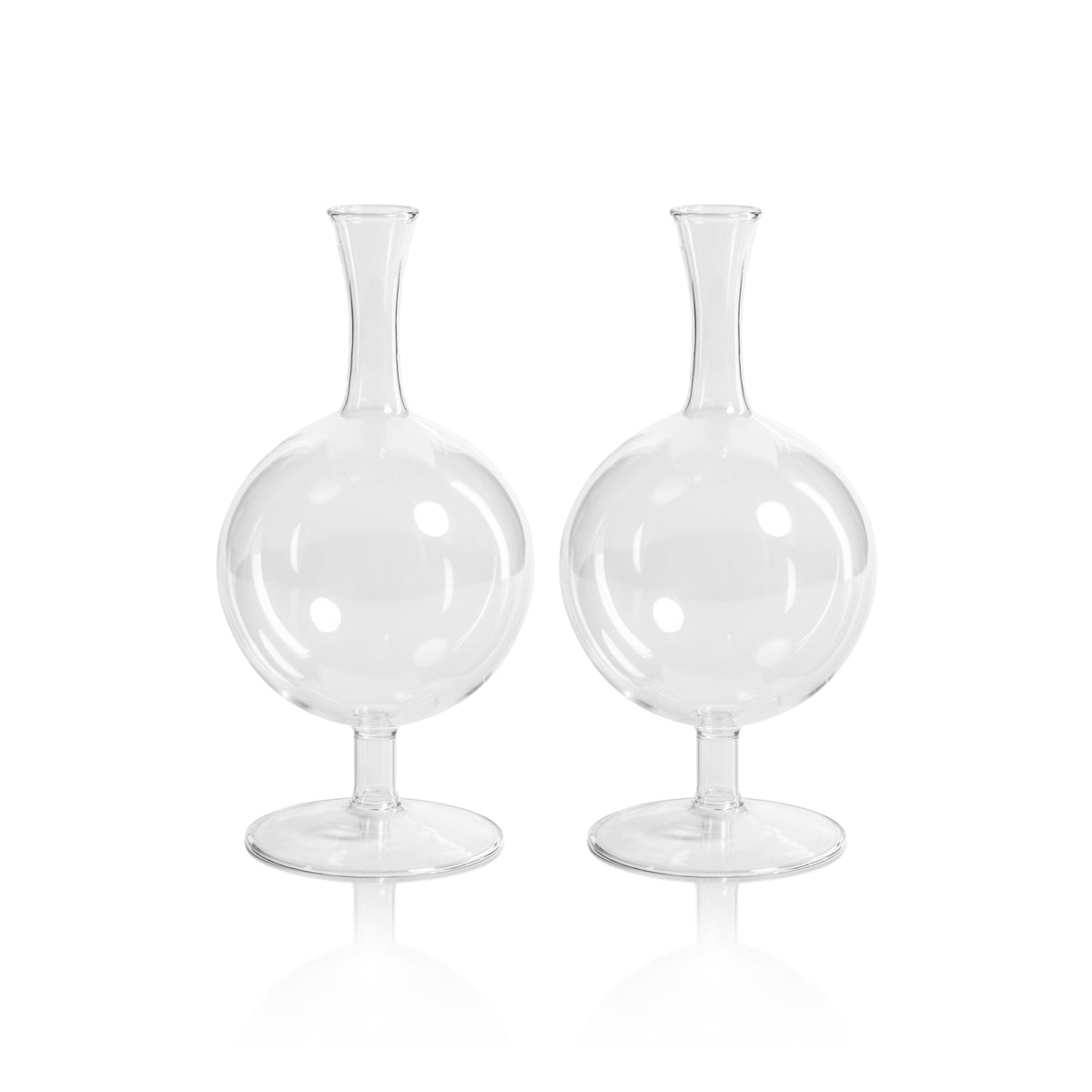 Zodax Lillee Glass Footed Vases, Round- 3" x 7.25", Set of 2