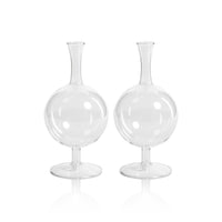 Zodax Lillee Glass Footed Vases, Round- 3" x 7.25", Set of 2