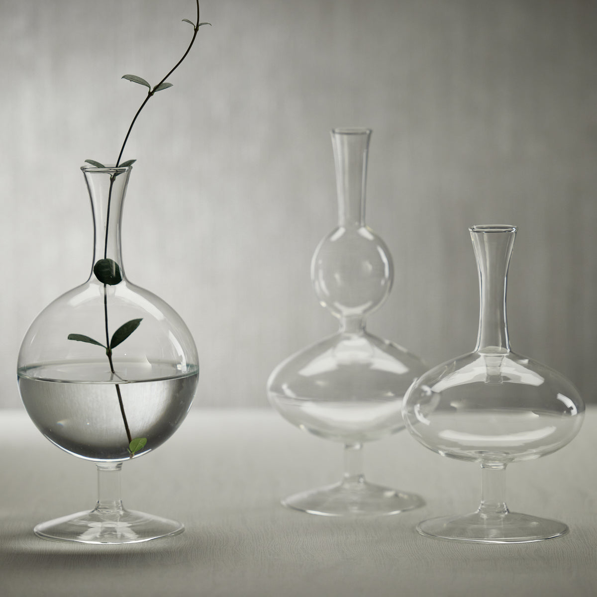 Zodax Lillee Glass Footed Vases, Oval- 3.5" x 8.75", Set of 2