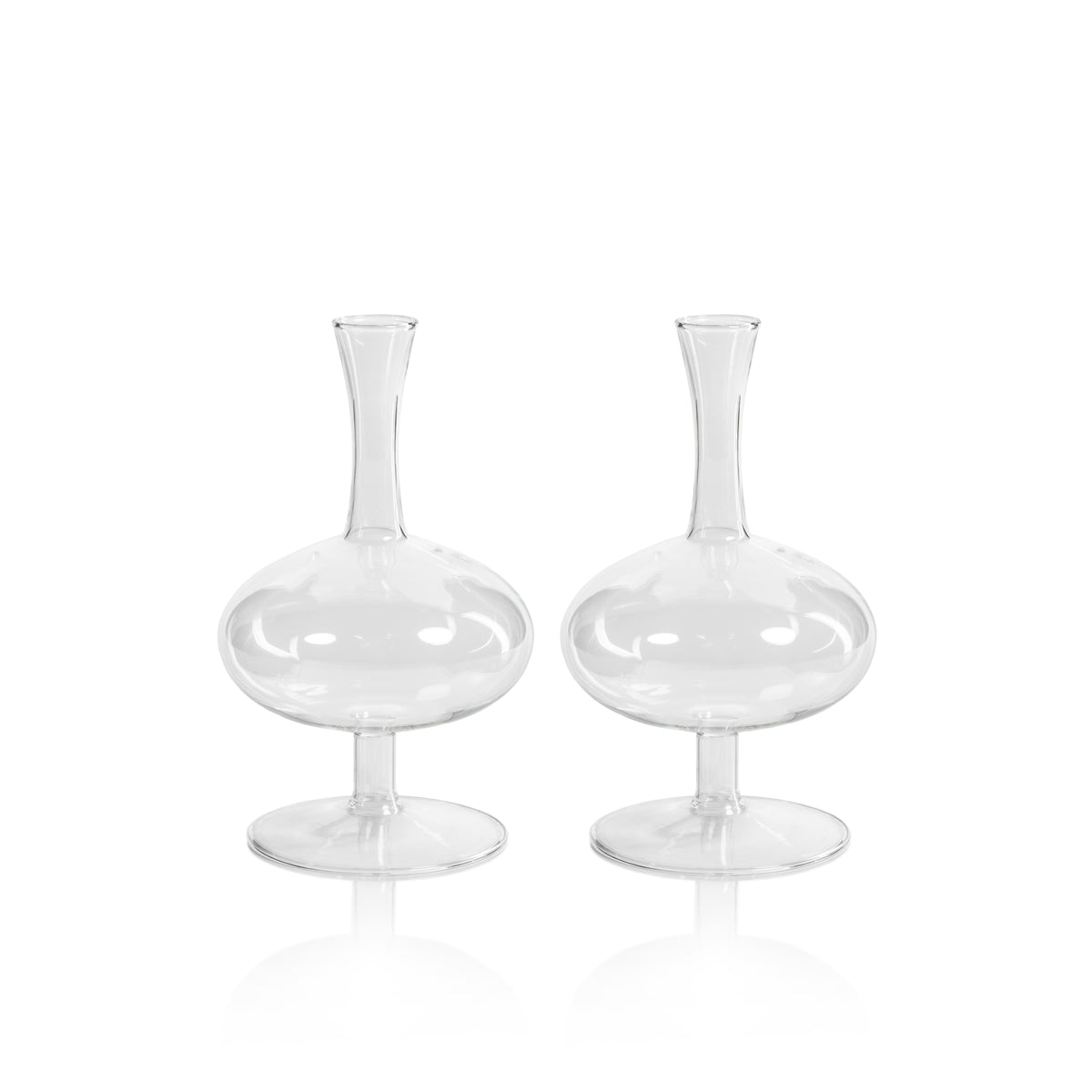 Zodax Lillee Glass Footed Vases, Oval- 3.5" x 8.75", Set of 2