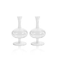 Zodax Lillee Glass Footed Vases, Oval- 3.5" x 8.75", Set of 2
