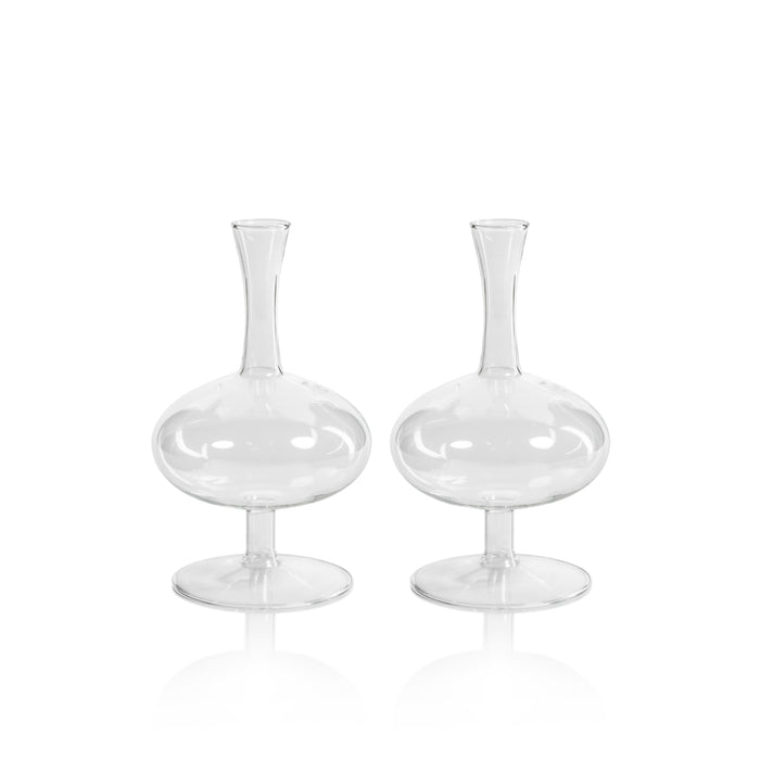 Zodax Lillee Glass Footed Vases, Oval- 3.5" x 8.75", Set of 2