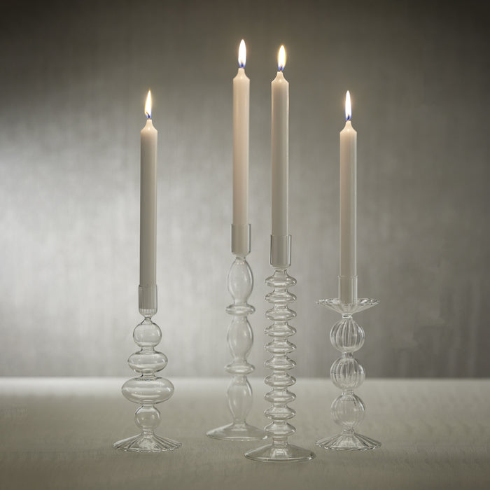 Zodax Lorena 8.75" Glass Taper Candle Holders, Set of 4
