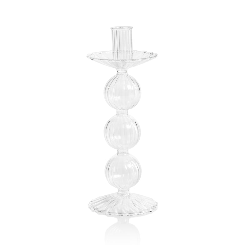 Zodax Lorena 8.75" Glass Taper Candle Holders, Set of 4