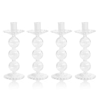 Zodax Lorena 8.75" Glass Taper Candle Holders, Set of 4