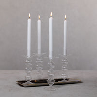 Zodax Lorena 8.75" Glass Taper Candle Holders, Set of 4