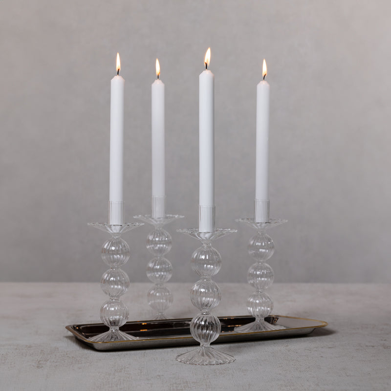 Zodax Lorena 8.75" Glass Taper Candle Holders, Set of 4