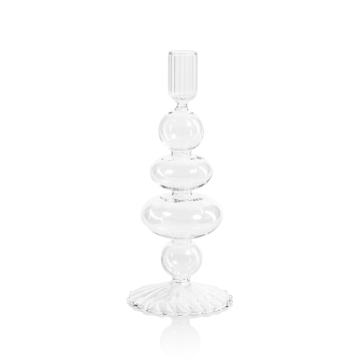 Zodax Tancredi 8.75" Glass Taper Candle Holders, Set of 4