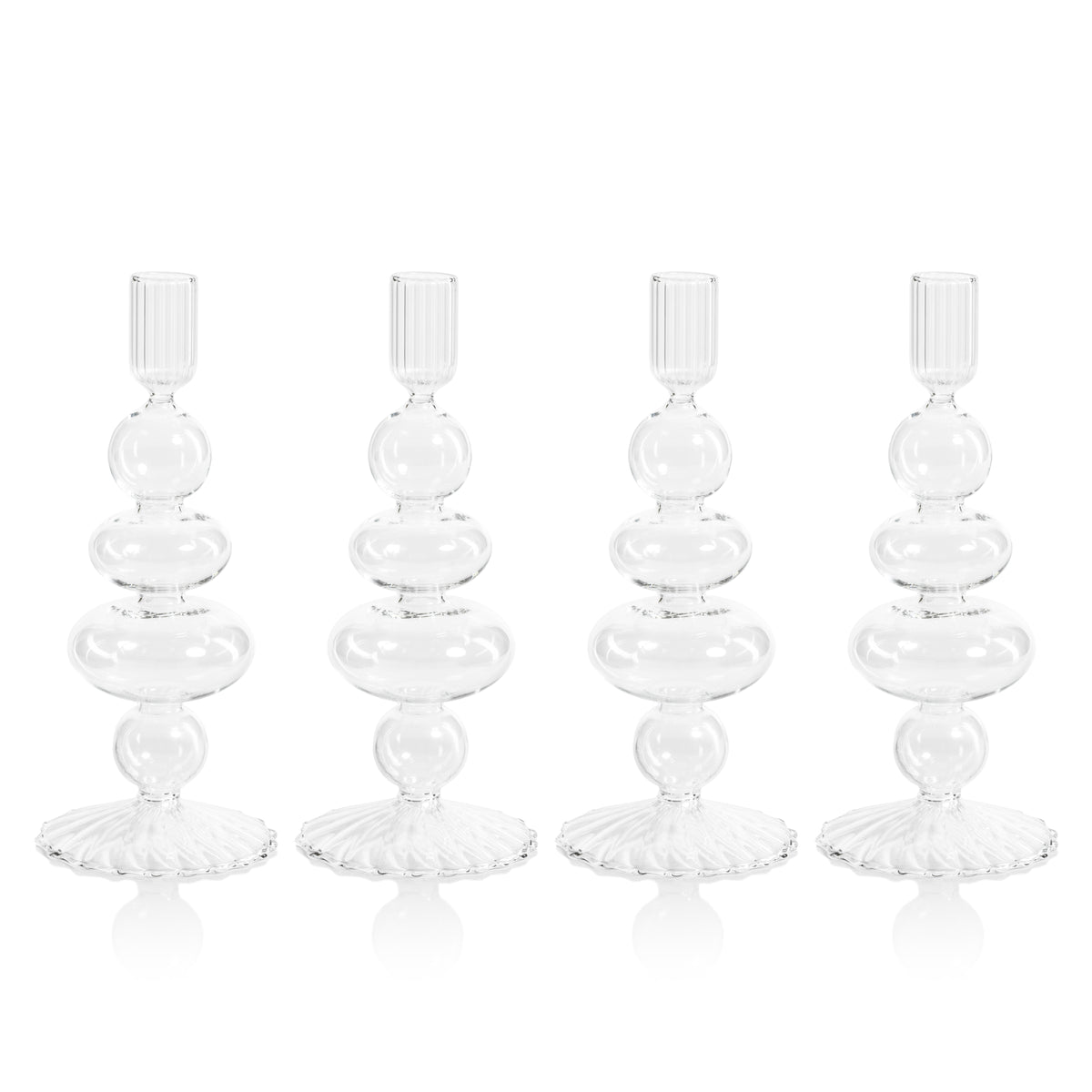 Zodax Tancredi 8.75" Glass Taper Candle Holders, Set of 4