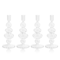 Zodax Tancredi 8.75" Glass Taper Candle Holders, Set of 4