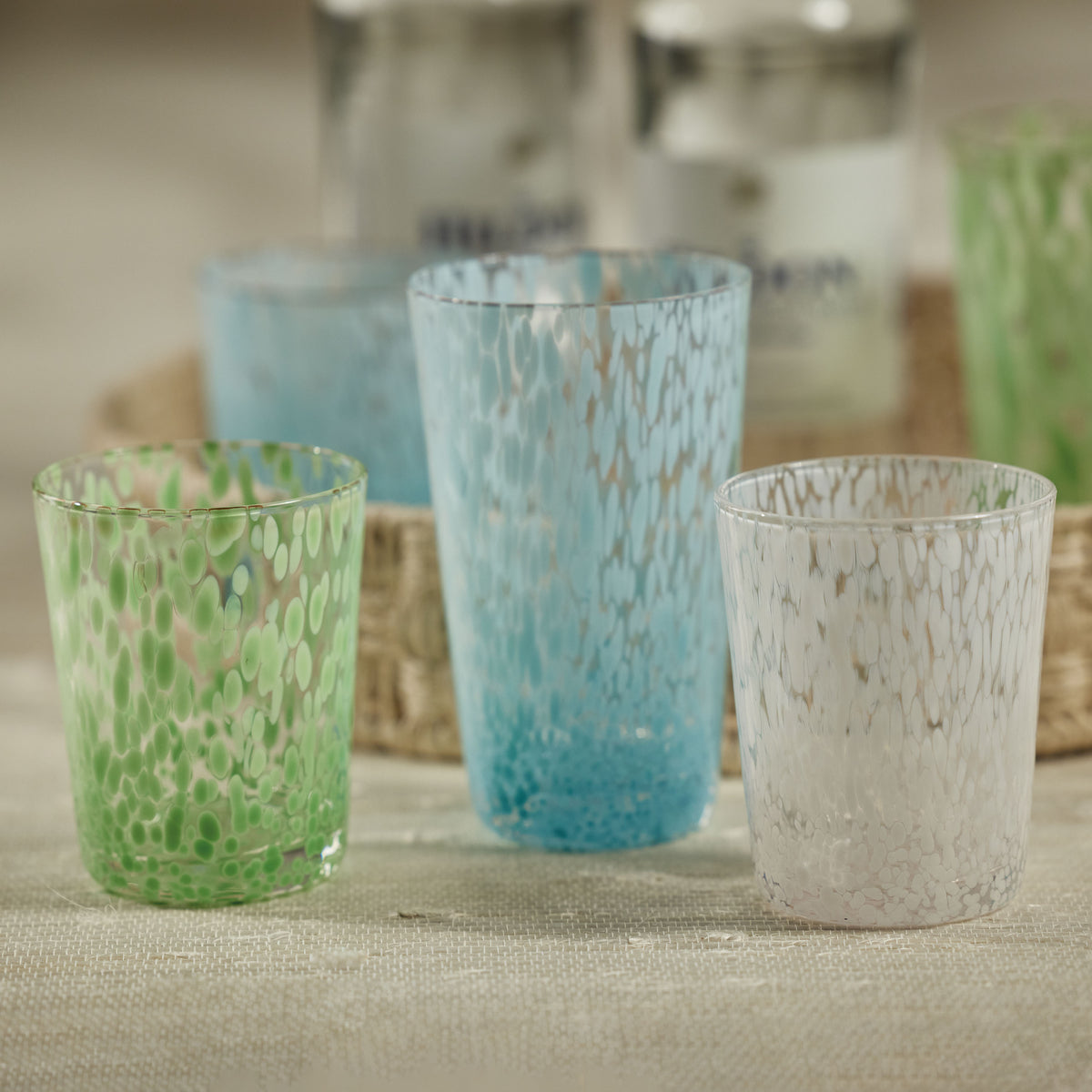 Zodax Willa Speckled Glass Tumblers, White, Set of 6