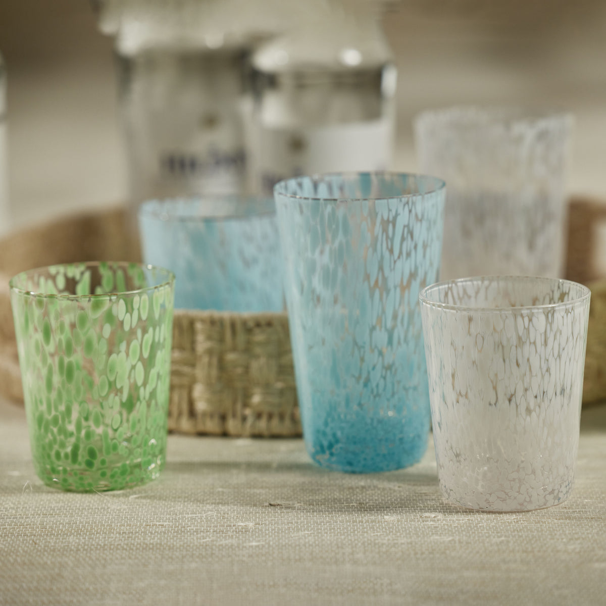 Zodax Willa Speckled Glass Tumblers, White, Set of 6
