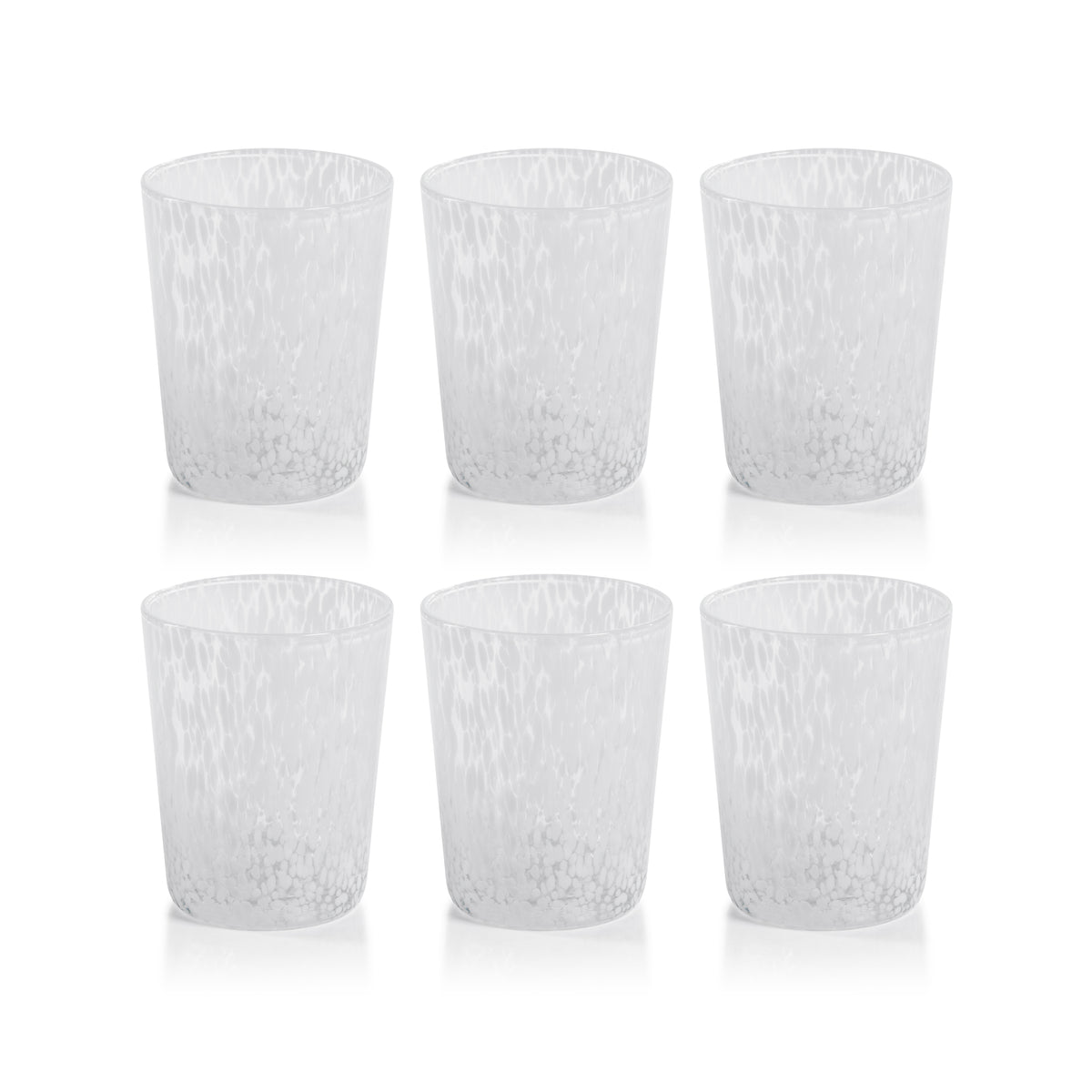 Zodax Willa Speckled Glass Tumblers, White, Set of 6