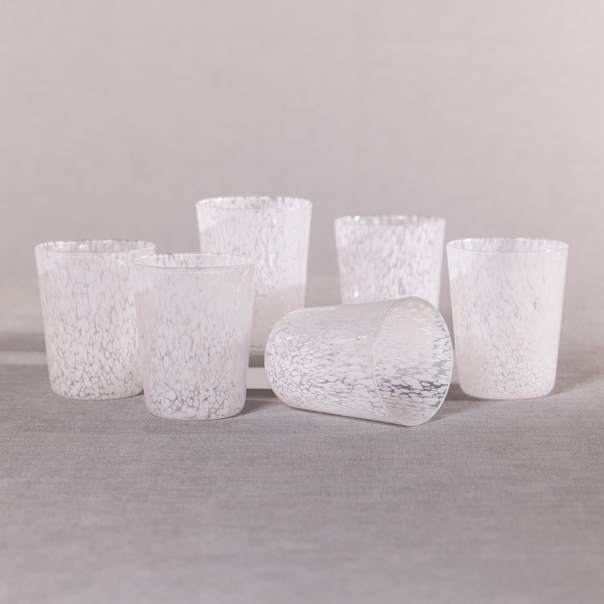 Zodax Willa Speckled Glass Tumblers, White, Set of 6