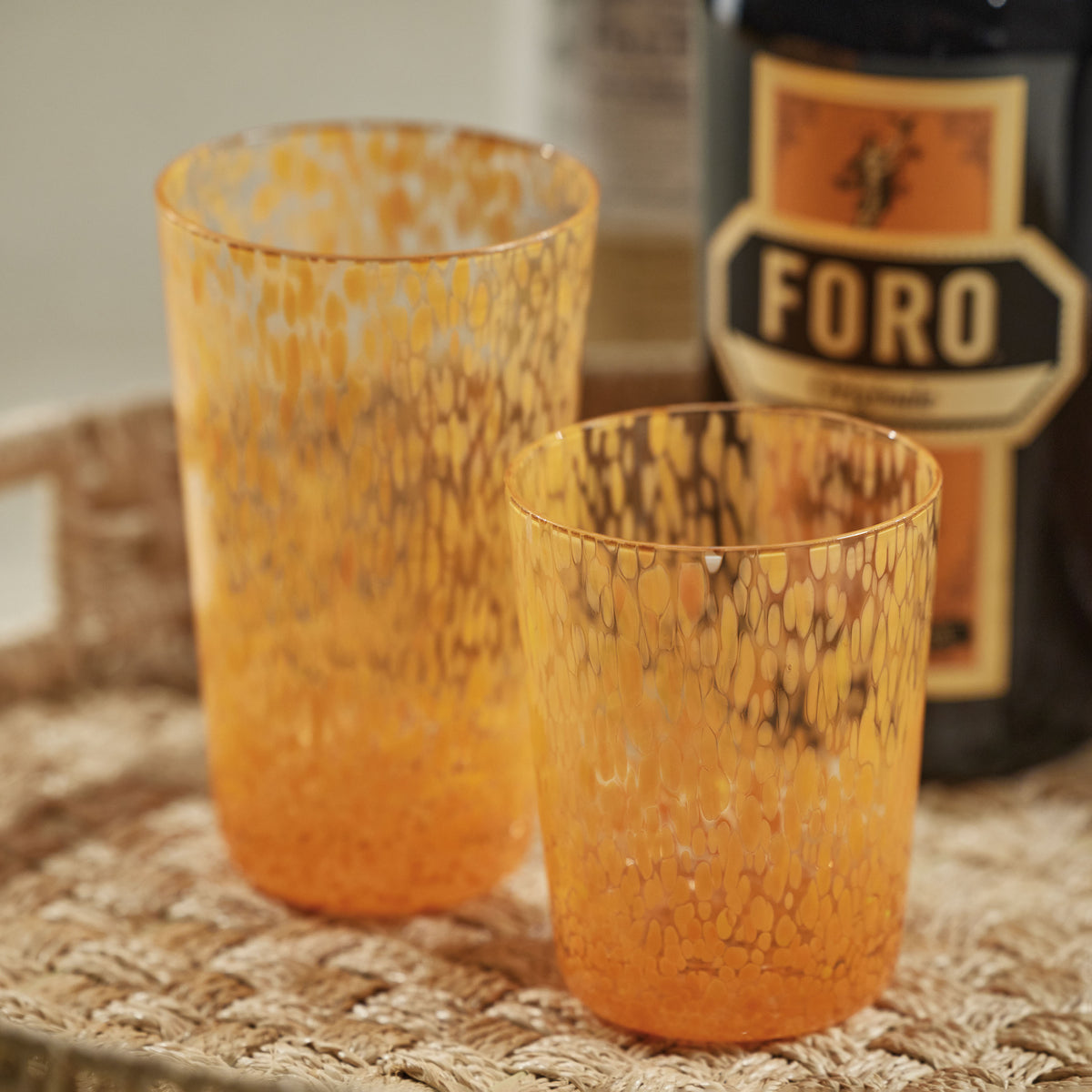 Zodax Willa Speckled Glass Tumblers, Orange, Set of 6