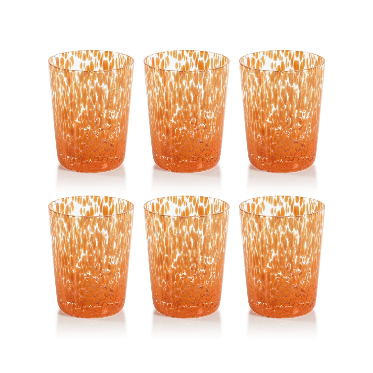 Zodax Willa Speckled Glass Tumblers, Orange, Set of 6