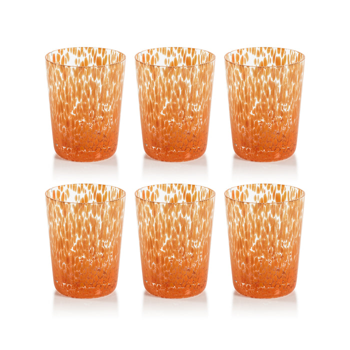 Zodax Willa Speckled Glass Tumblers, Orange, Set of 6