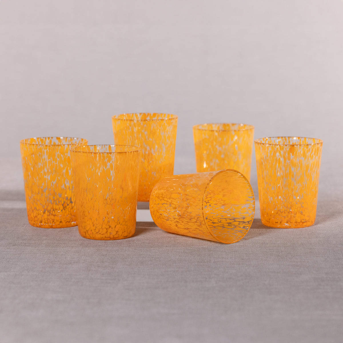 Zodax Willa Speckled Glass Tumblers, Orange, Set of 6