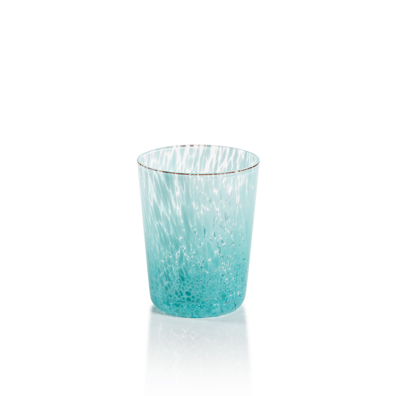 Zodax Willa Speckled Glass Tumblers, Aqua, Set of 6