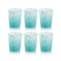 Zodax Willa Speckled Glass Tumblers, Aqua, Set of 6