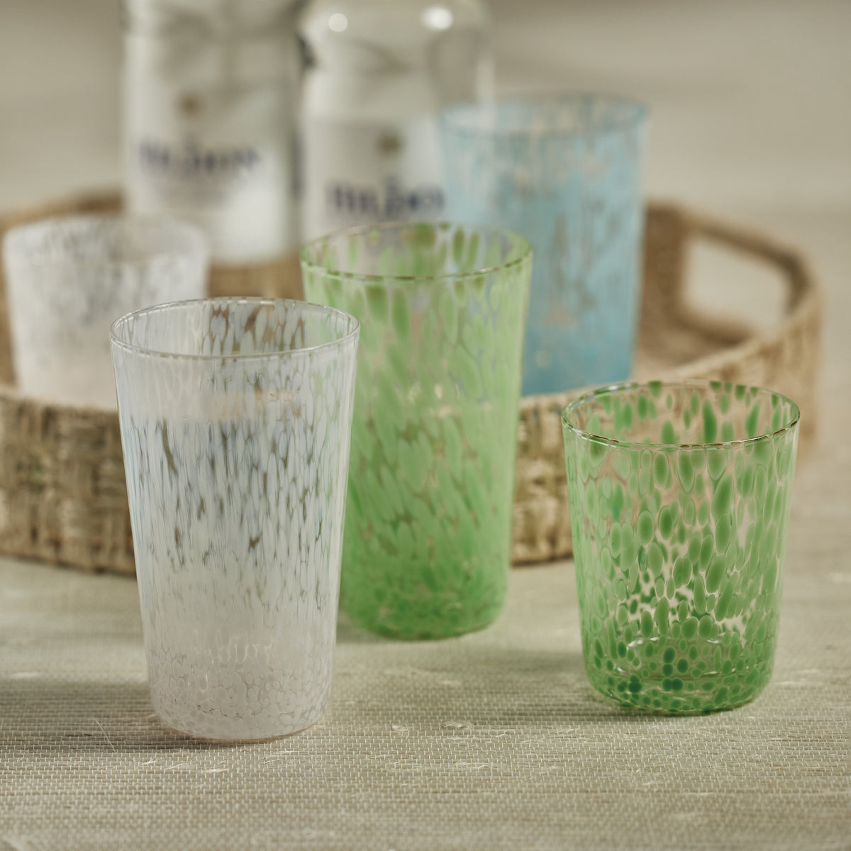 Zodax Willa Speckled Highball Glasses, Green, Set of 6