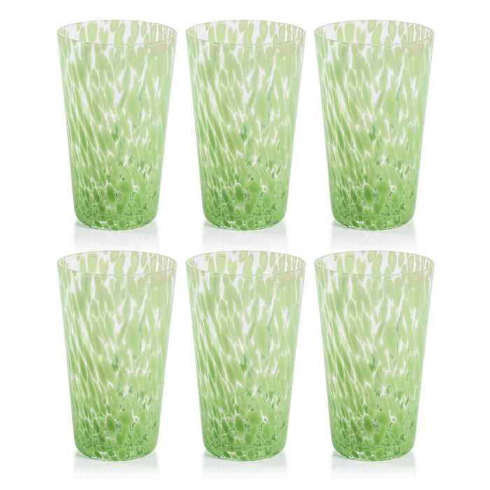 Zodax Willa Speckled Highball Glasses, Green, Set of 6