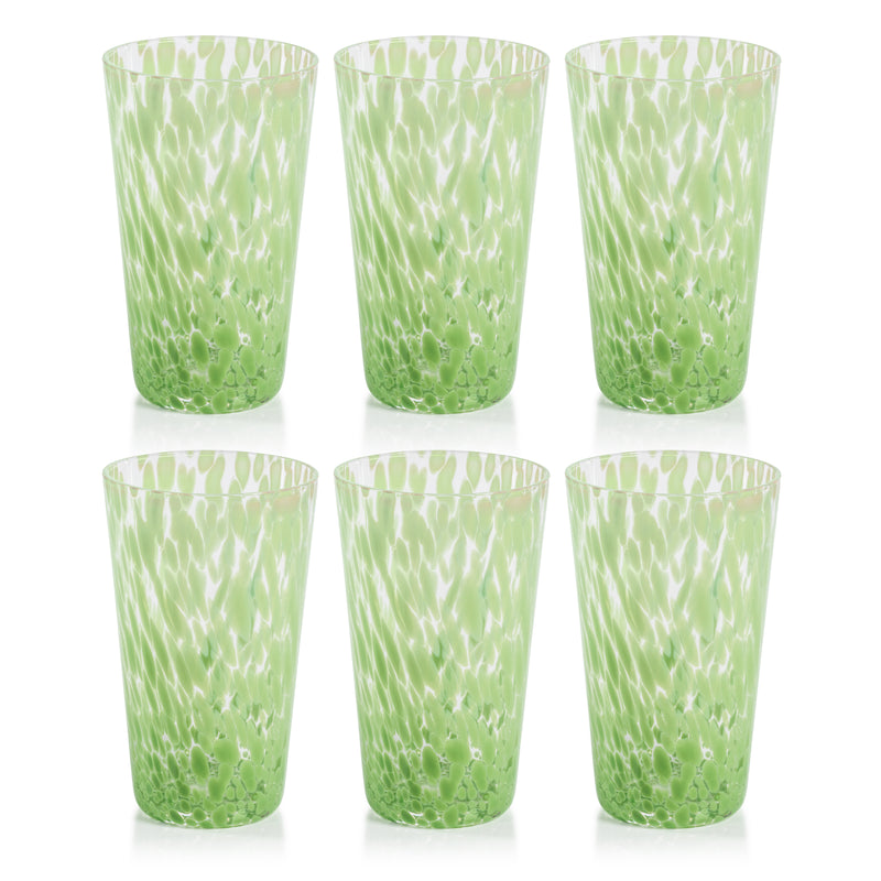 Zodax Willa Speckled Highball Glasses, Green, Set of 6