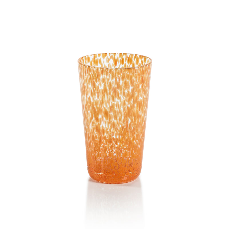 Zodax Willa Speckled Highball Glasses, Orange, Set of 6