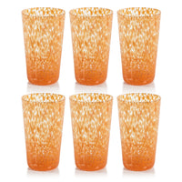 Zodax Willa Speckled Highball Glasses, Orange, Set of 6